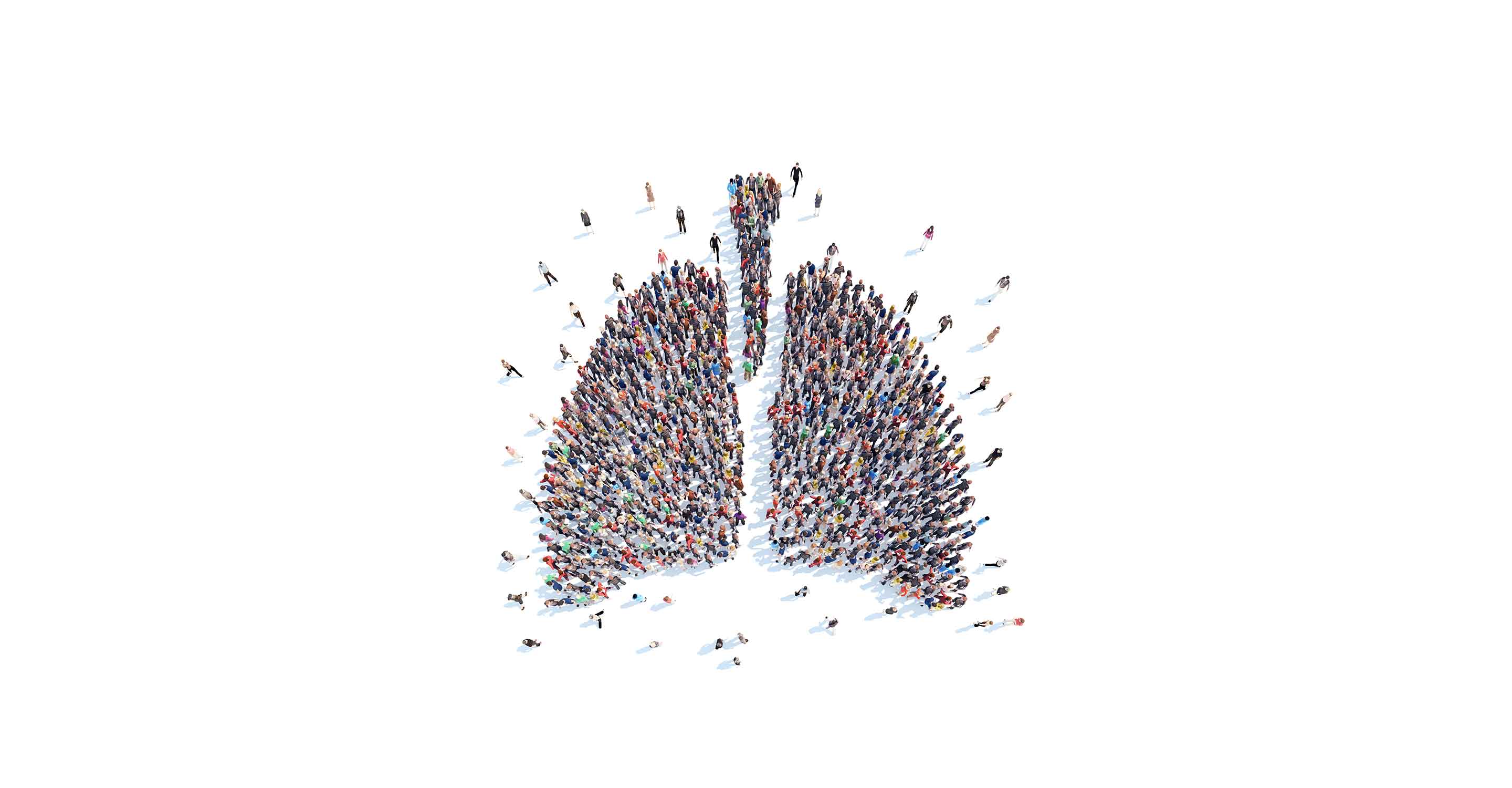 people forming lung shape