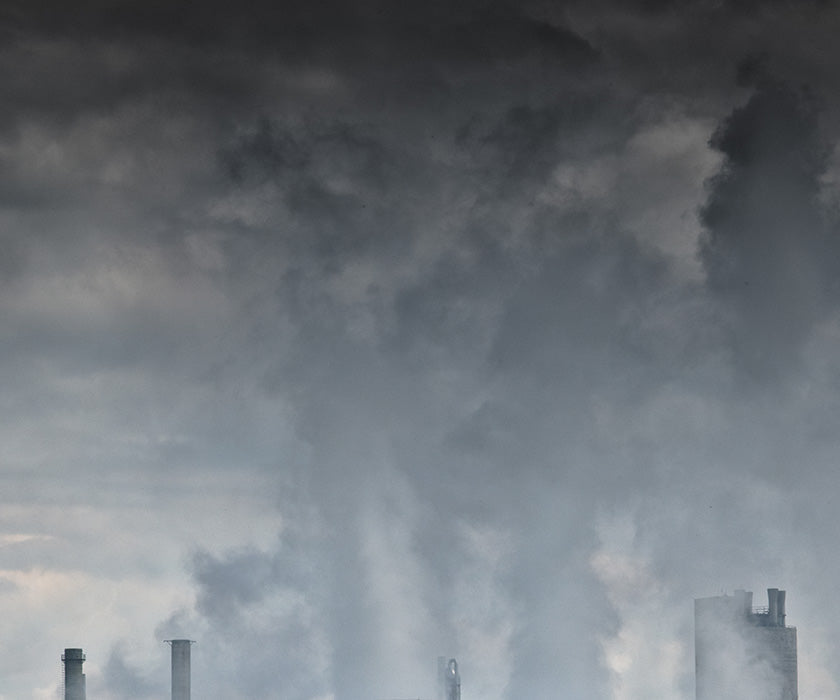 air pollution and smoke rising into the air