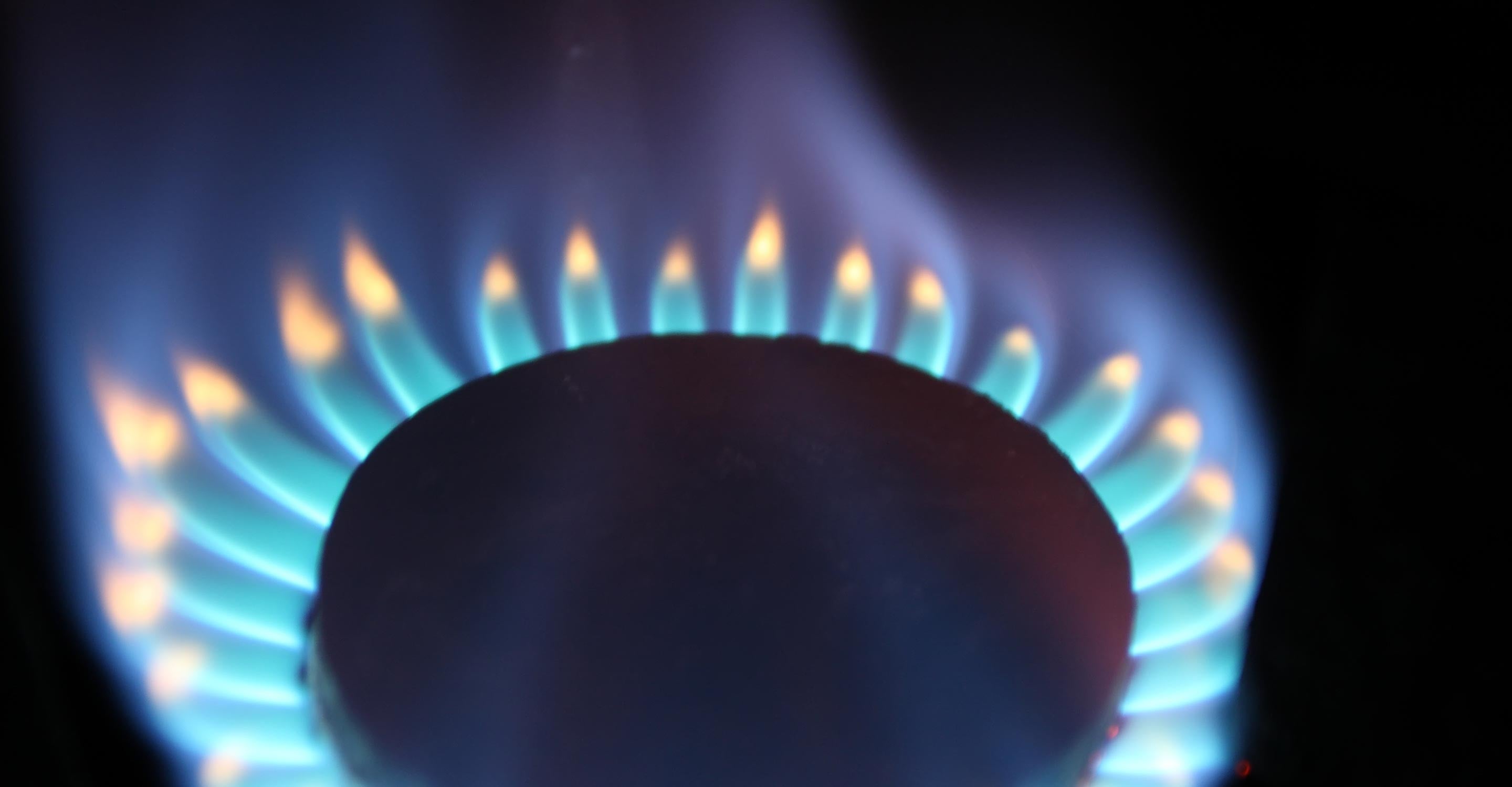 Flames over a gas burner