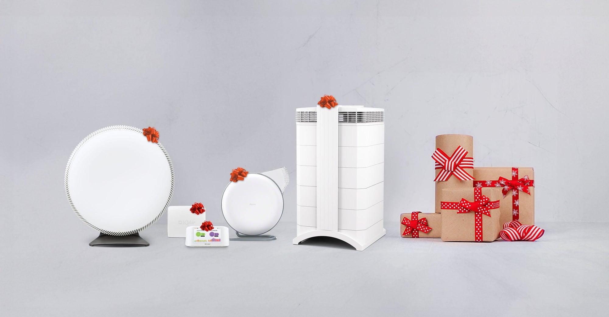 IQAir products displayed as christmas presents