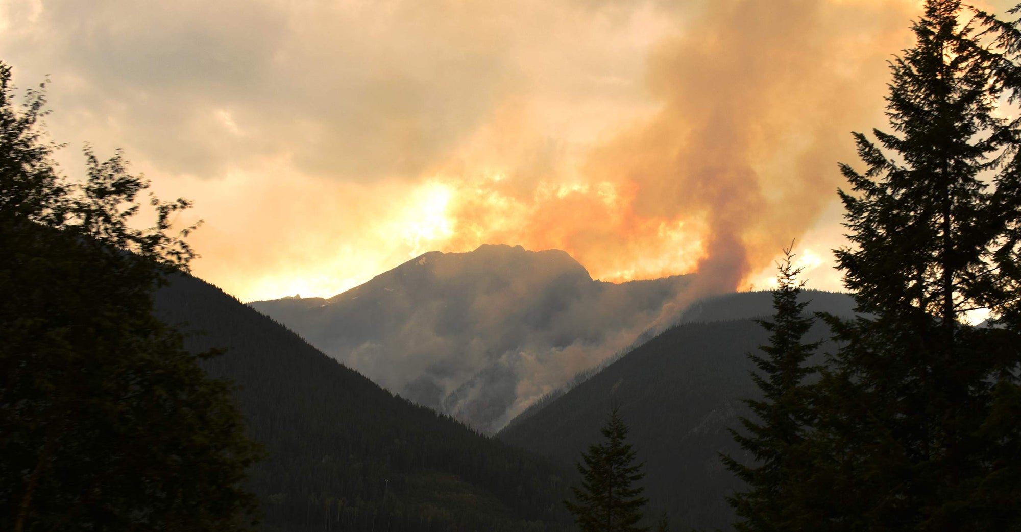 Smoke from wildfire on Canada mountains