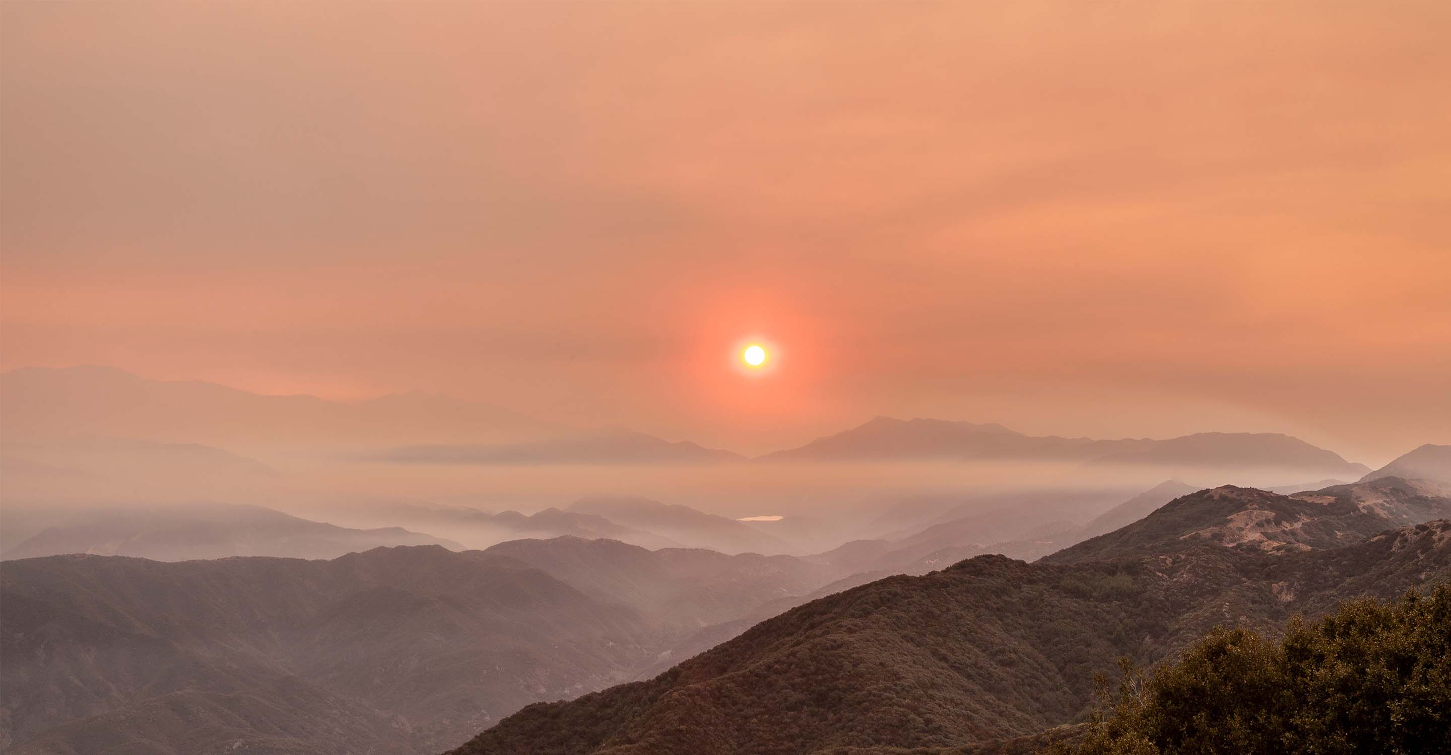 Red skies over smoky hills