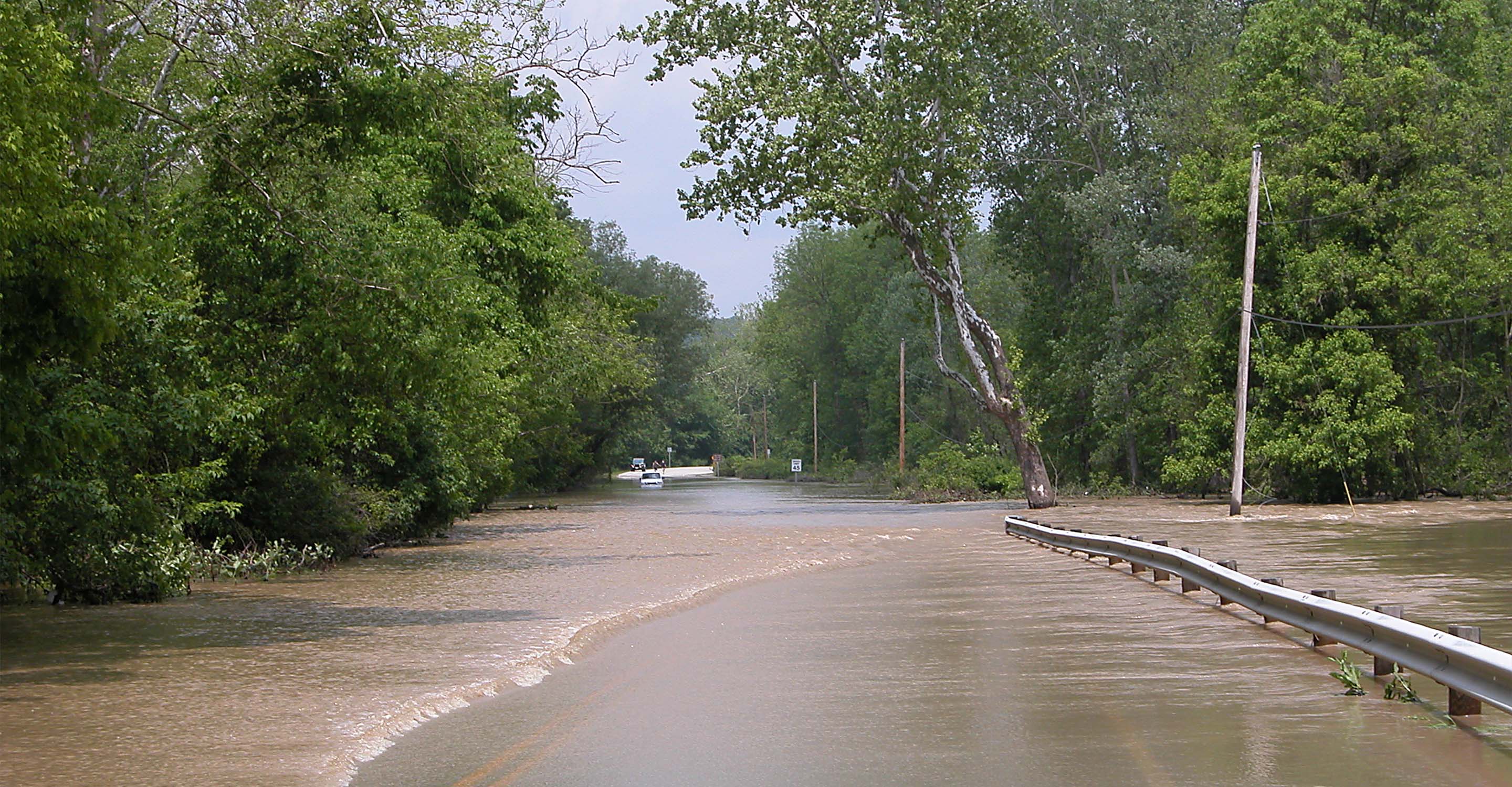 A flooded road