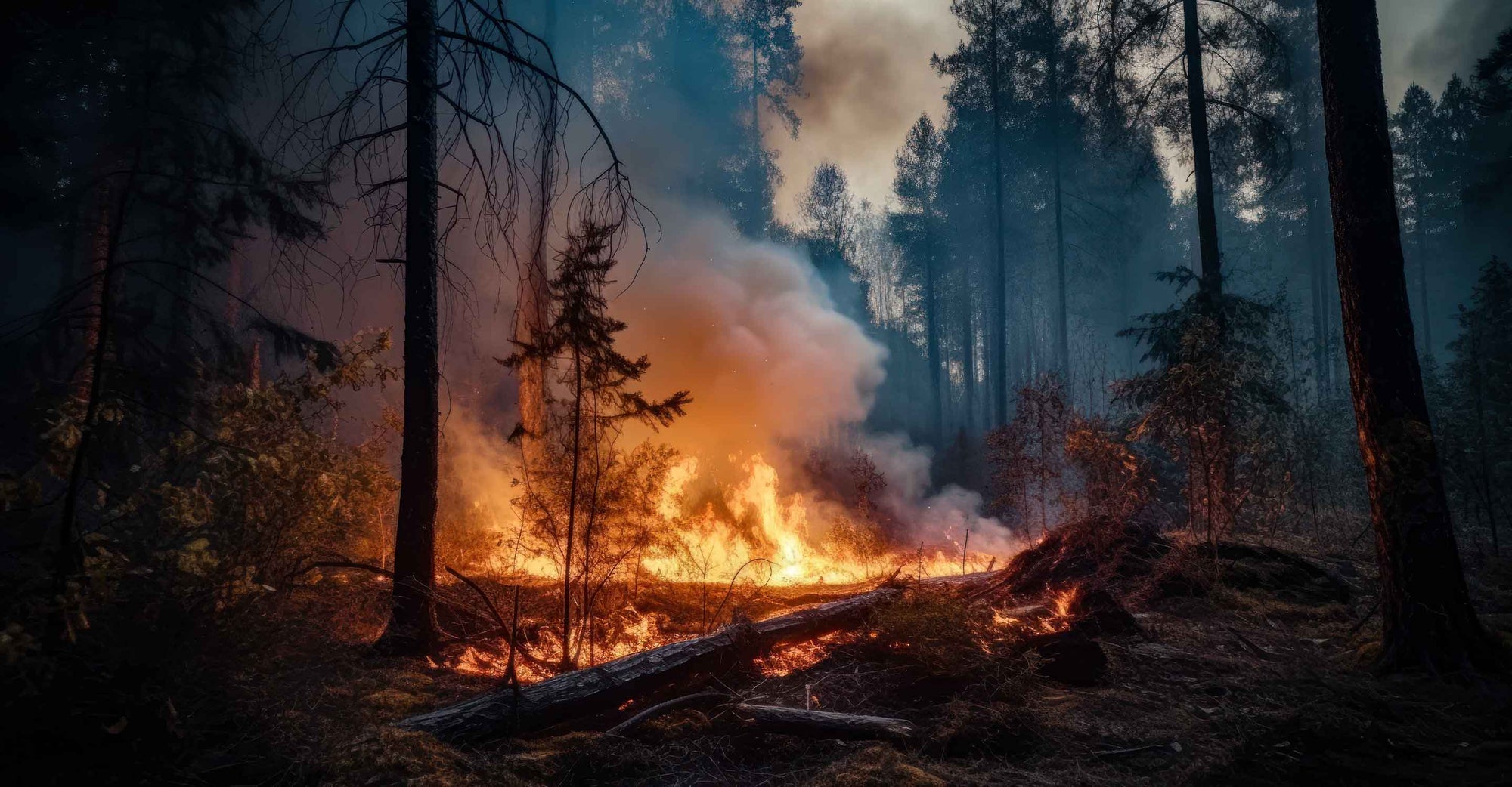 wildfire in forest