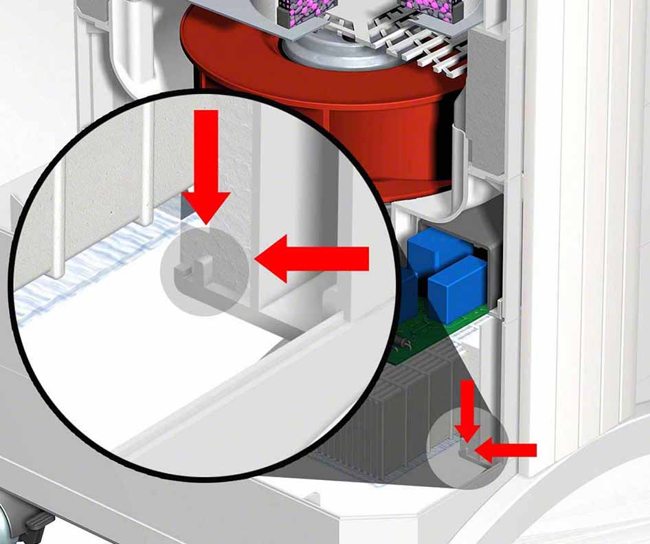Closeup of 3D seal on IQAir air purifiers